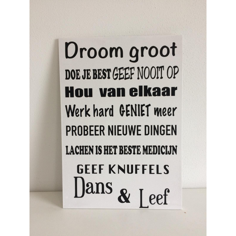 Tekstbord Droom groot
